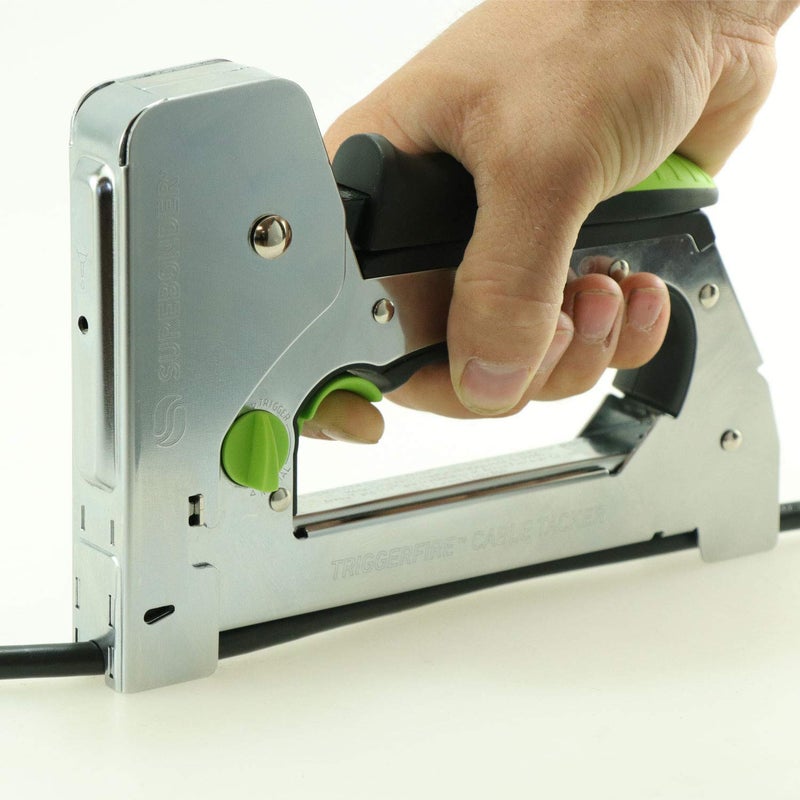 Surebonder TRIGGERFIRE Cable Tacker Staple Gun, Safely Secure Varying Low Voltage Wire Types - Coax RG6, RG59 and Ethernet Cat-5 - Two Modes: Trigger & Normal (5659) - Image 4